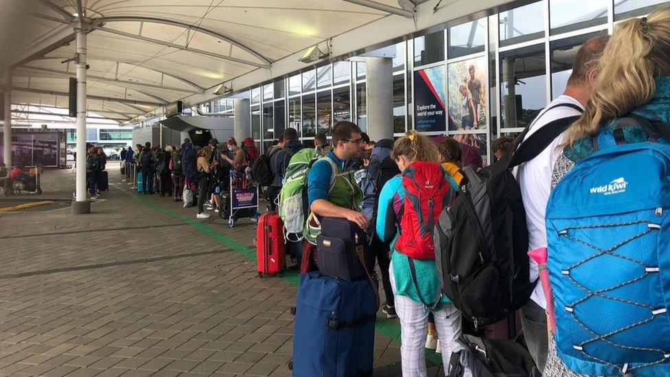 Auckland Airport on Tuesday morning as flights were cancelled