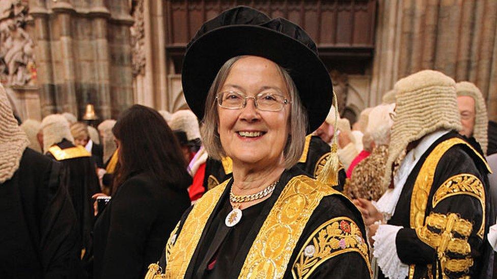 Baroness Hale of Richmond, One of the new 11 Justices of the Supreme Court, and the only woman, arrives in Westminster Abbey after being sworn in on October 1, 2009 in London, England.