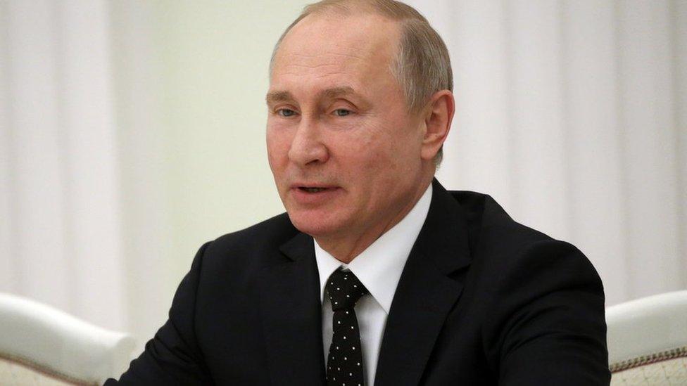 Russian President Vladimir Putin speaks at the Kremlin on March 6, 2019 in Moscow, Russia.