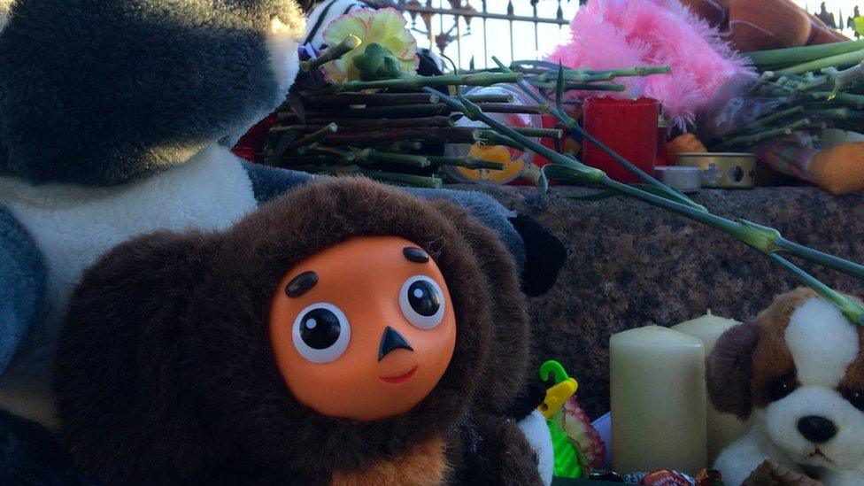 Toys at memorial to Sinai victims