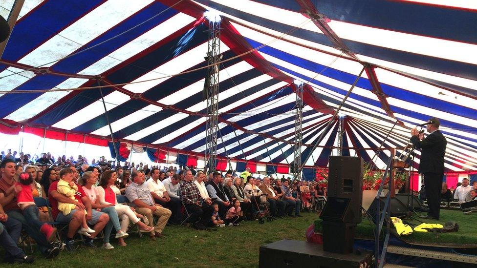 meeting in tent