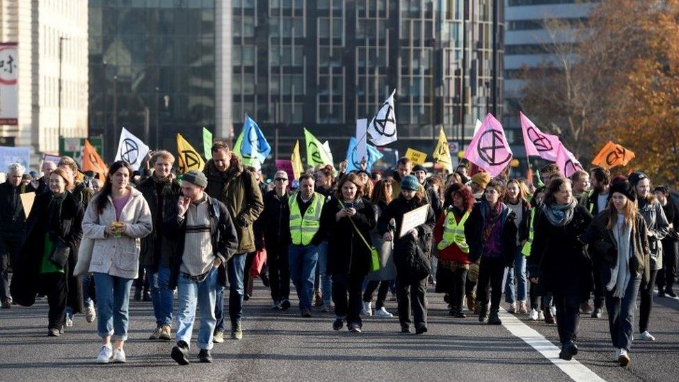 Protesters on Westminster Bridge