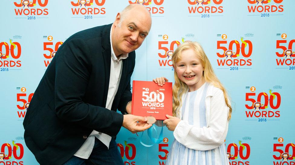 Dara O'Briain with 500 Words winner Francesca Wade