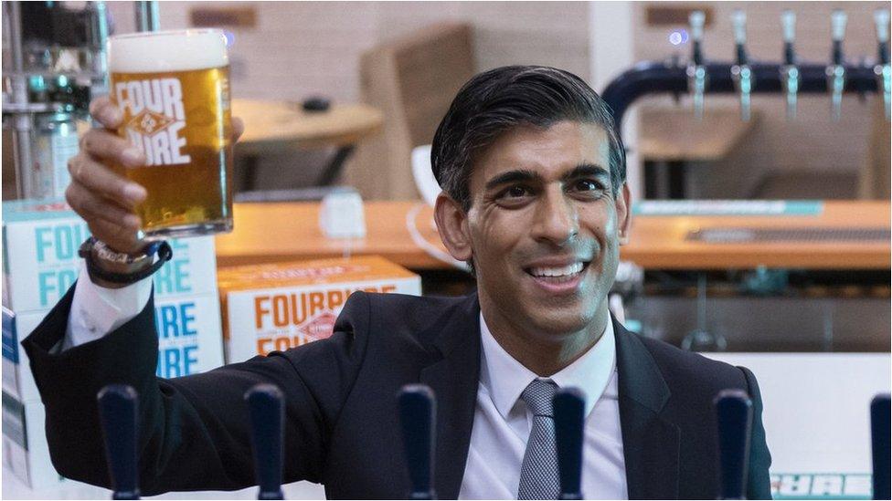 Rishi Sunak visiting a brewery