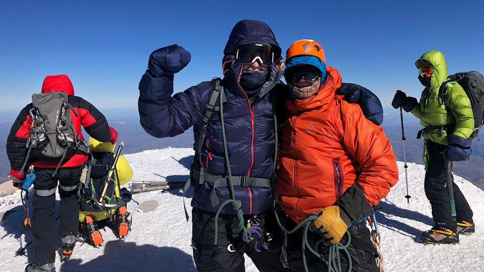 Jack and Paul reach the summit of Europe's highest mountain