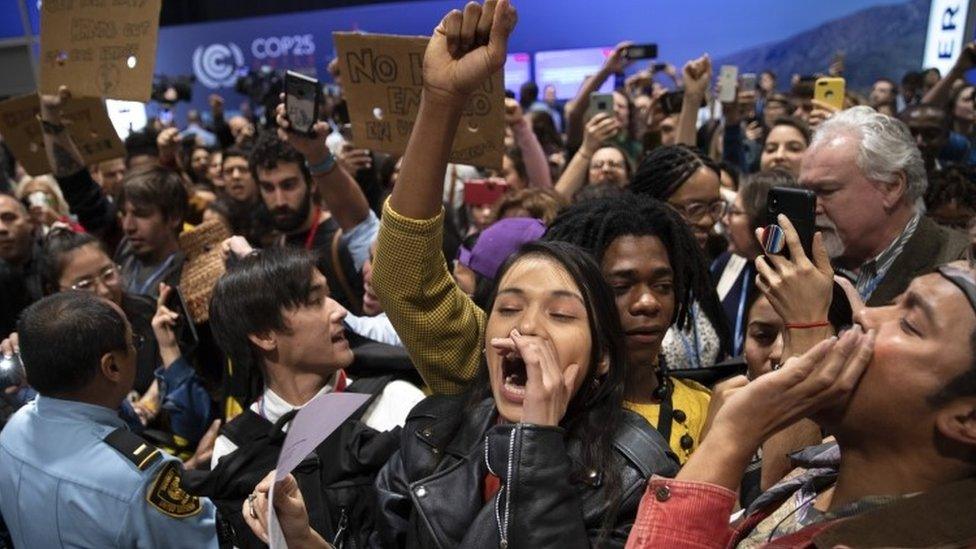 Protesters at the climate summit