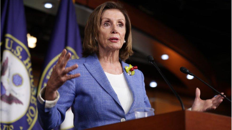 Speaker of the House Nancy Pelosi holds her weekly press conference at the U.S. Capitol Visitors Center July 26, 2019