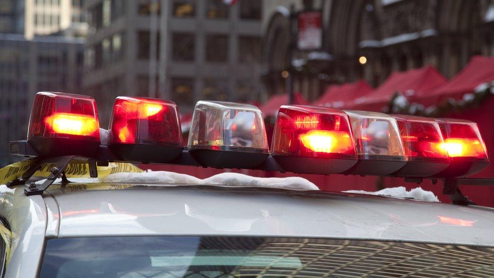 Stock photo of police lights in New York