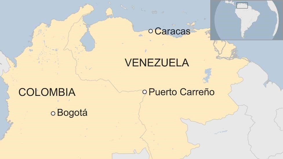 Map of Colombia and Venezuela