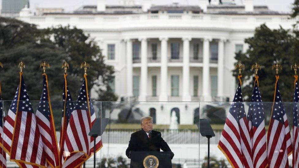 Donald Trump at rally in front of White House