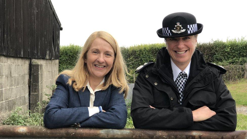 Sussex PCC Katy Bourne (left) with Deputy Chief Constable Jo Shiner (right)