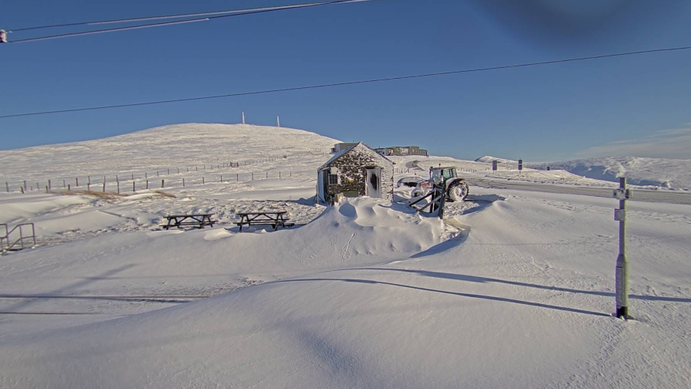 Snow on Snaefell Mountain