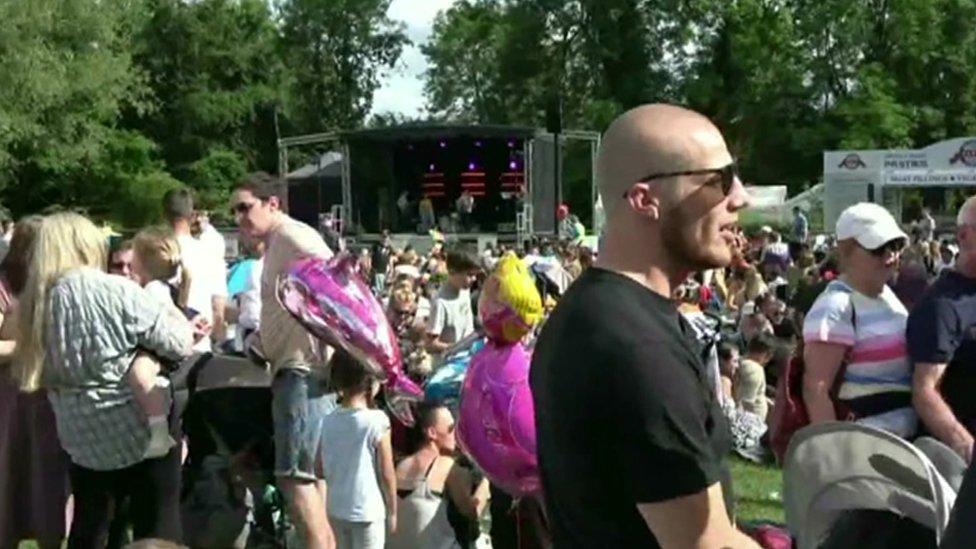 Audience beside a stage