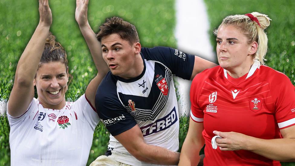 Sarah Hunter of England Rugby Union, Jack Welsby of England Rugby League and Carys Williams-Morris of Wales