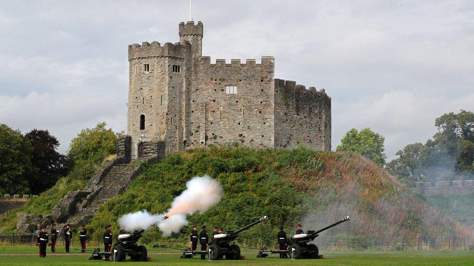 Gun salute at Cardiff Castle