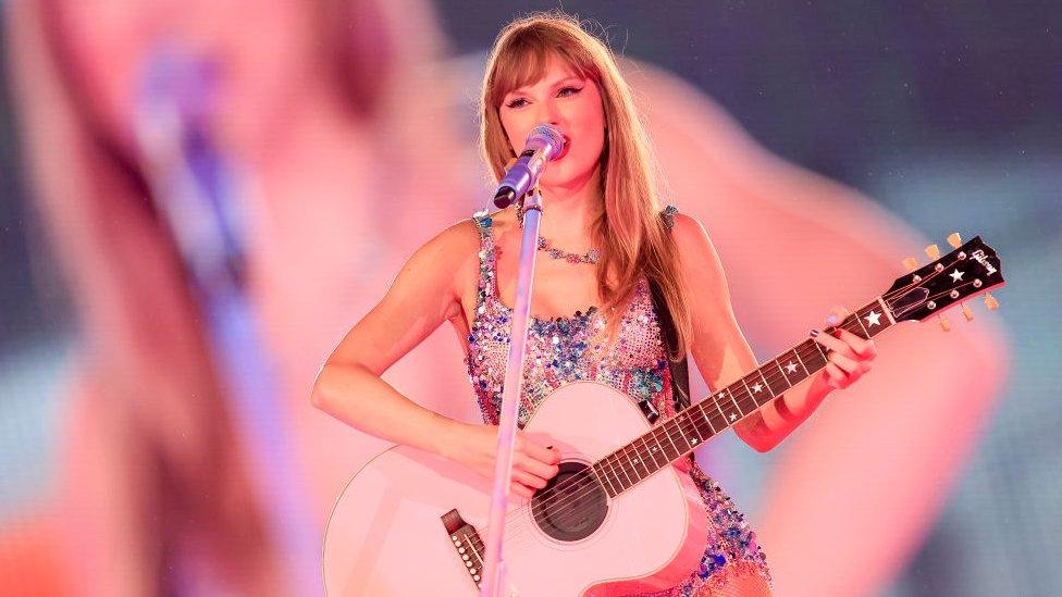 Taylor Swift performs onstage in Sao Paulo, Brazil.