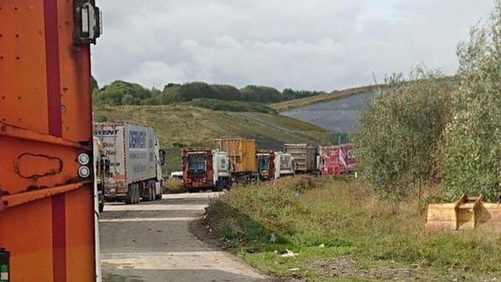 Refuse lorry queue