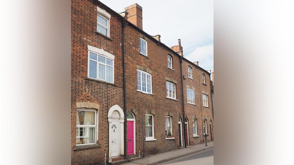 Cottages built for silk workers in Cross Street, Sudbury