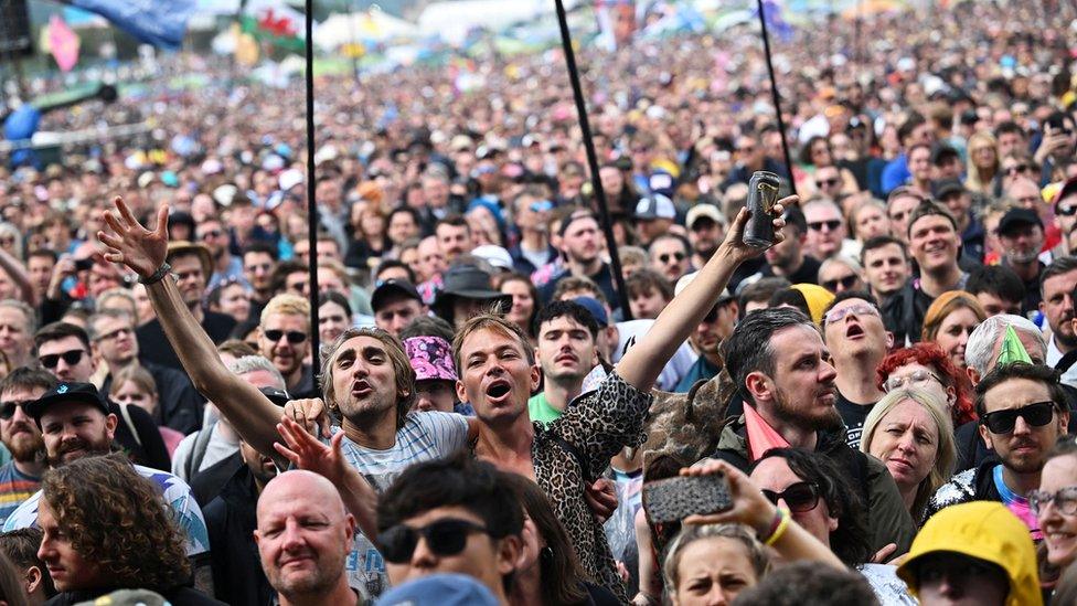 Fans at Glastonbury Festival 2022