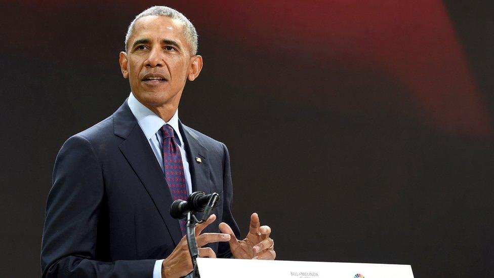 President Barack Obama speaks in New York City at an event organised by the Bill and Melinda Gates Foundation on 20 September 2017