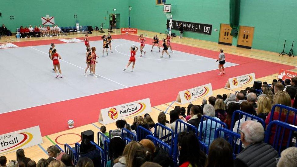 People watching the Netball match between the Isle of Man and Jersey