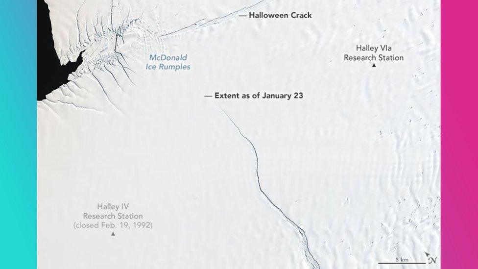 Picture showing the ice shelf at the start of 2019.