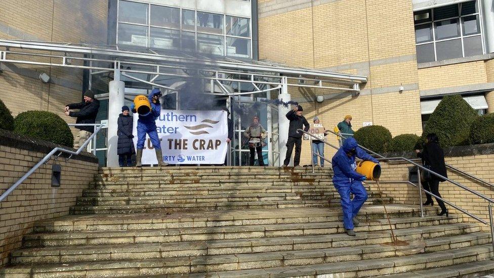 Protest outside Southern Water in Worthing