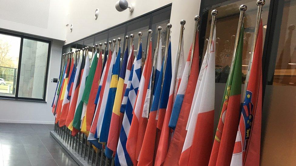 National flags in the Europol headquarters