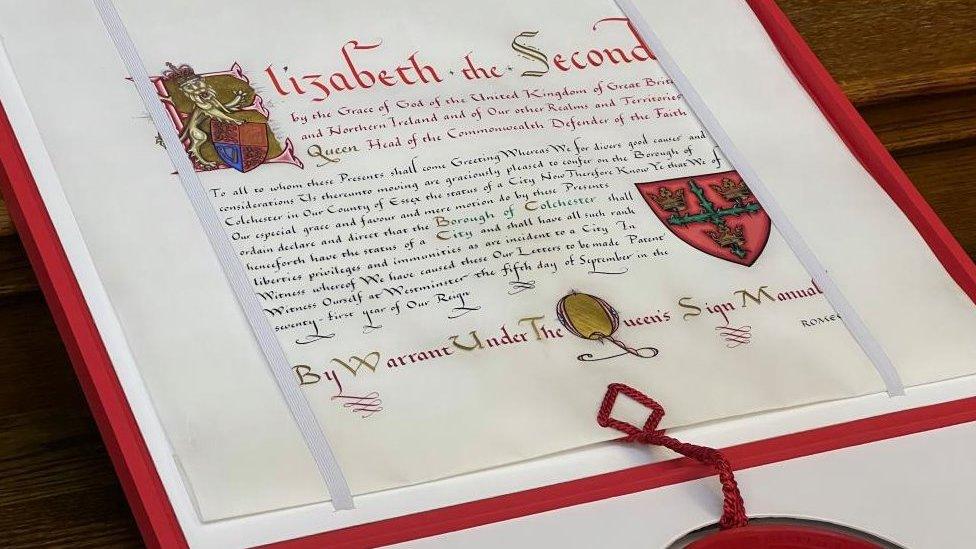 Letters patent declaring Colchester a city