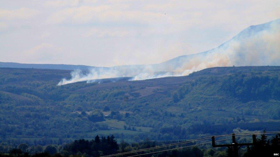 Fires on Cuilcagh mountain