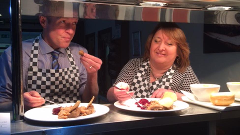 Willie Rennie serving stovies