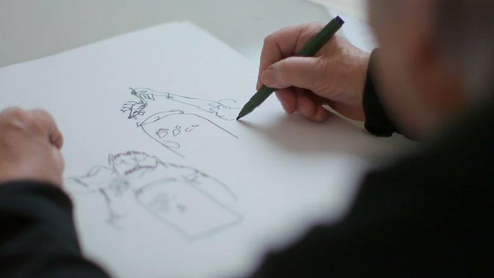 Quentin Blake drawing Mrs Pratchett