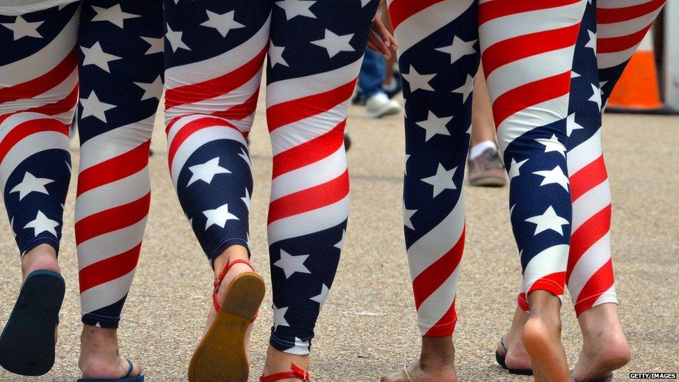 People in American flag pants