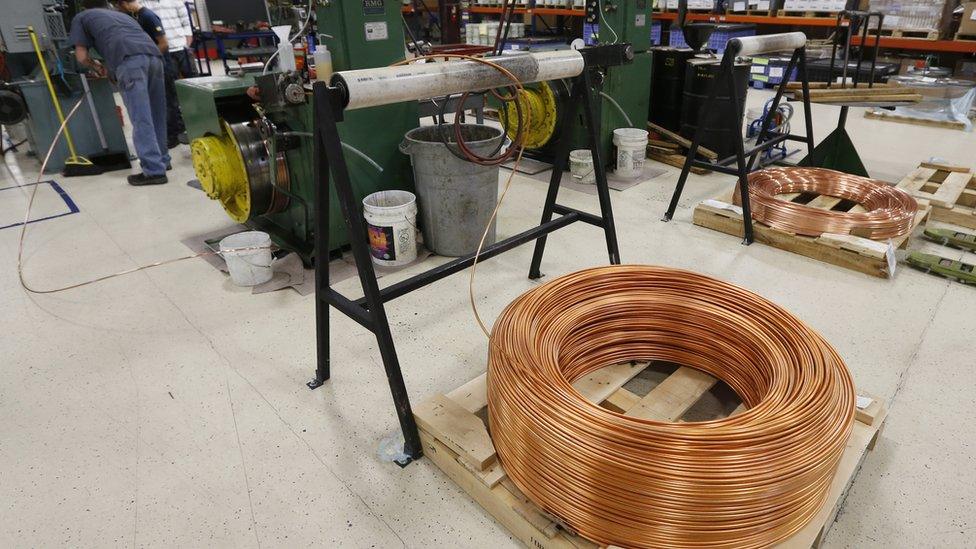 copper wire in a factory