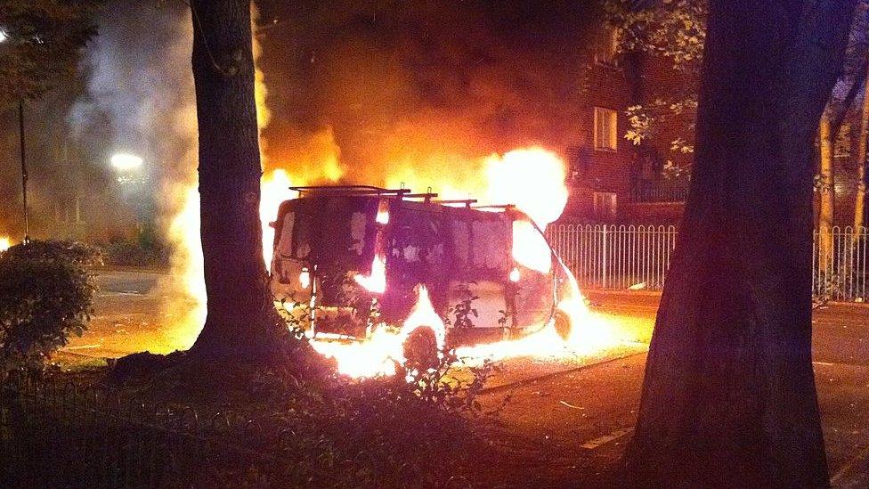 van on fire