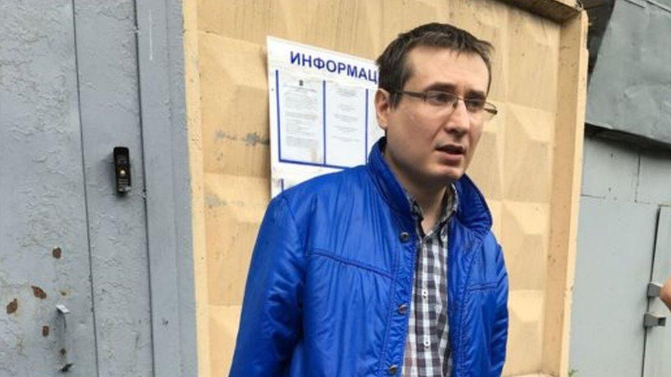 Mr Roslovtsev,outside Tver jail after serving a sentence