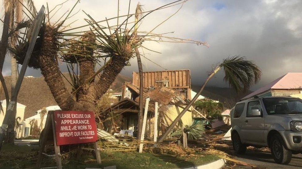 Hurricane debris on Grand Turk in the Turks and Caicos Islands, after Hurricane Irma