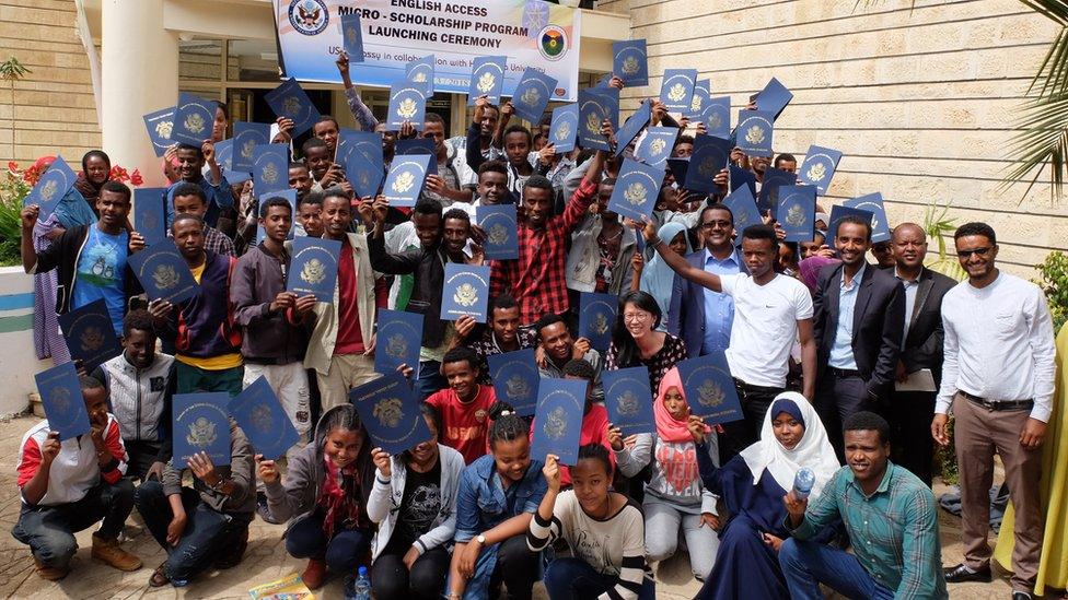 Group of students at US embassy