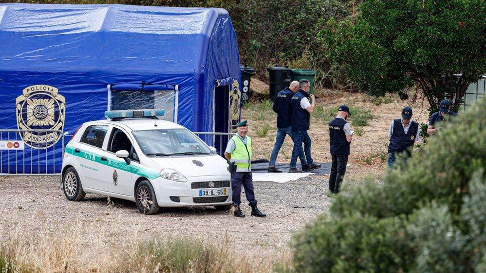 Police have cordoned off a stretch of the reservoir and set up blue tents to conduct the search