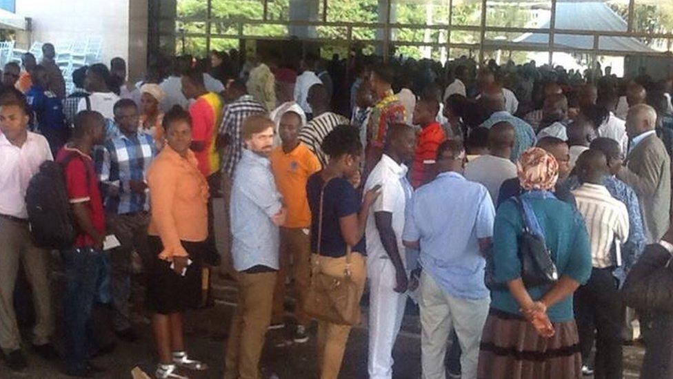 Queue to see the screening of Ghana in the Eyes of the God in Accra, Ghana