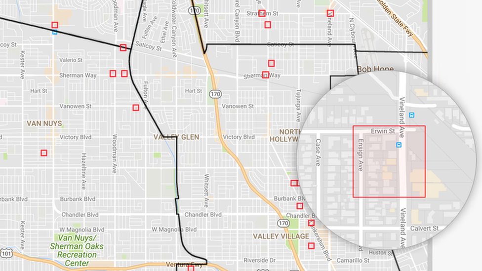 Software map showing crime hotspots