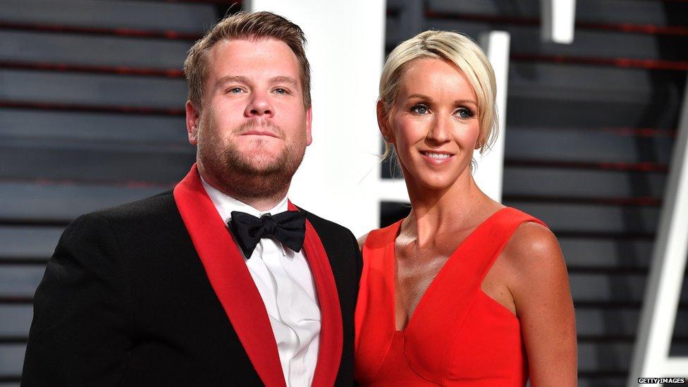 James Corden and Julia Carey