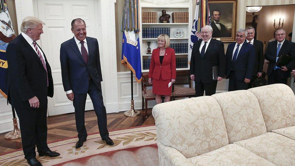 US President Donald Trump with Russian Foreign Minister Sergei Lavrov and other officials. 10 May 2017