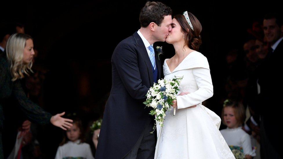 Princess Eugenie kisses her new husband