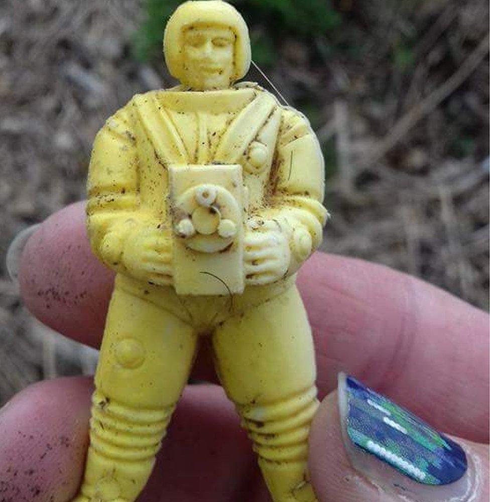 Plastic figure found on beach from 1959 cereal box