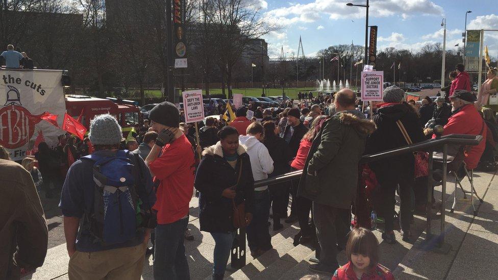 Rally in Cardiff against Trade Union Bill