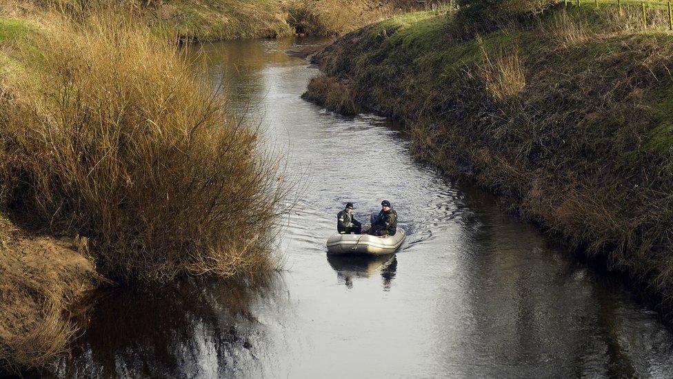 Police search teams on the River Wyre in St Michael's on Wyre