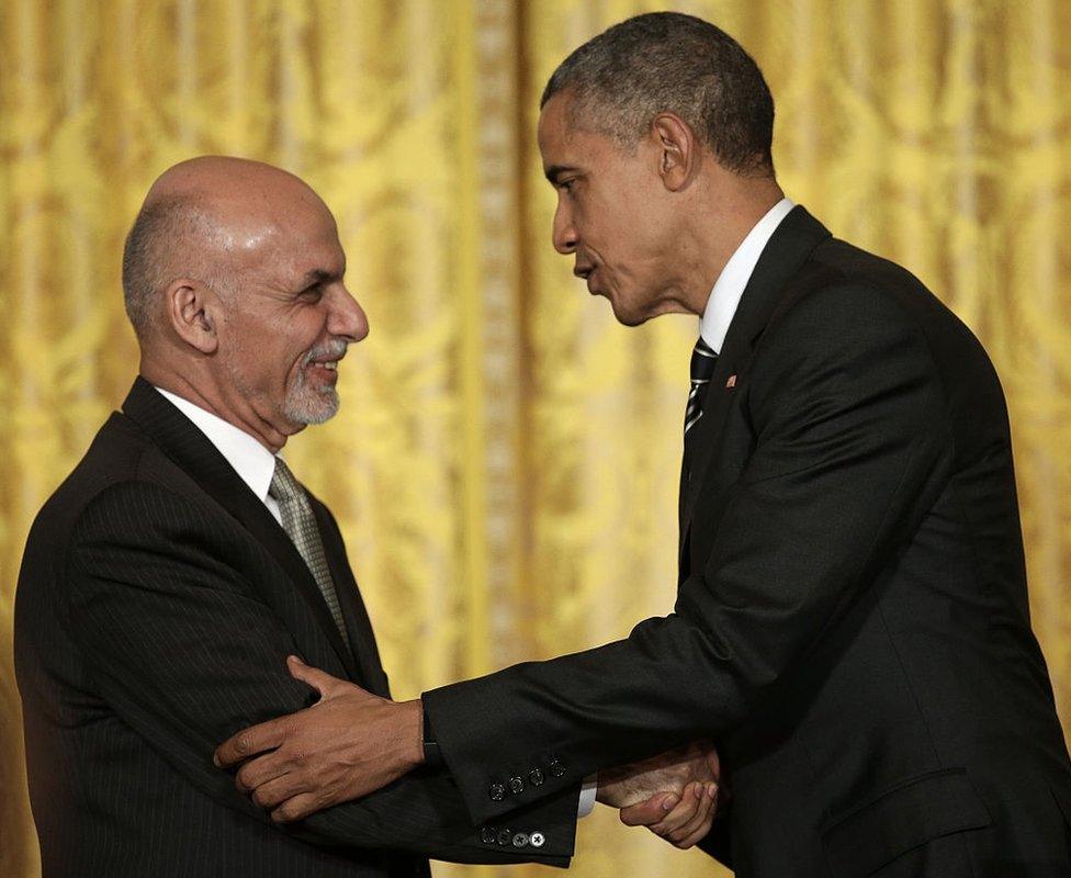 Afghan President Ashraf Ghani with former US President Barack Obama