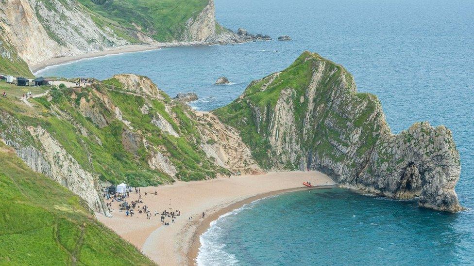 Filming at Durdle Door