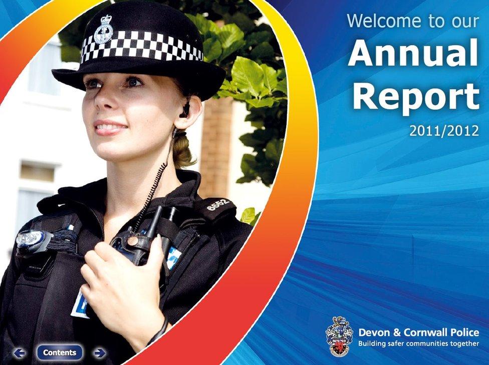 Laura Beal on the cover of a Devon and Cornwall police annual report